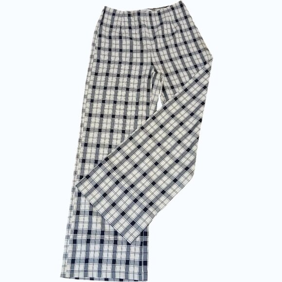 PRINCESS POLLY Black & Cream Plaid Wide Leg Pants EUC - Picture 2 of 8